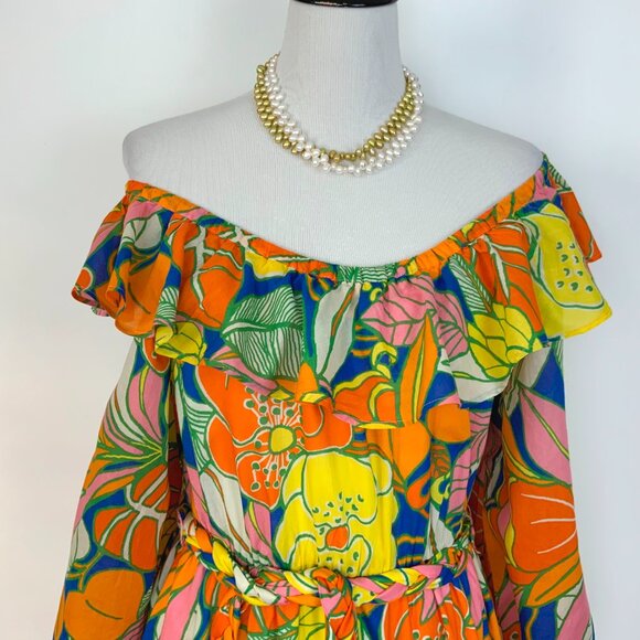 J.Crew 100% Cotton Tropical Floral Romantic Midi Dress Size 10 - Picture 10 of 16
